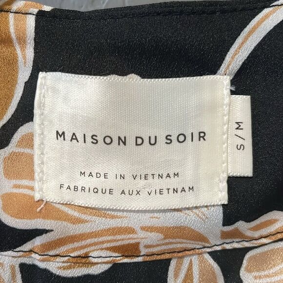 MAISON DU SOIR Floral Kimono Robe, Black and Gold, Size S/M - Picture 8 of 9